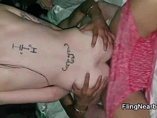 White trailer park girl dominates huge black cock with wild riding.