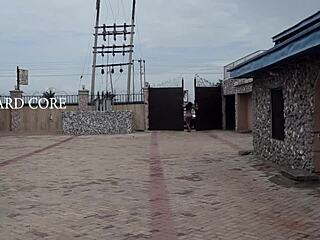 The sexy Nigerian girl moans as she gets fucked doggystyle from behind. Her pussy and ass take the hardcore pounding.