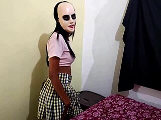 Hot Brunette Student In Halloween Costume