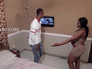 The sexy Nigerian girl moans as she gets fucked doggystyle from behind. Her pussy and ass take the hardcore pounding.