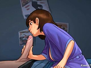 Summertime Saga: Милф жаждет большой белый член для шаловливого вкуса в мультике