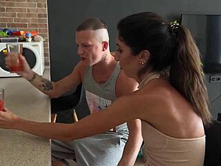 rough double blowjob with cum on face