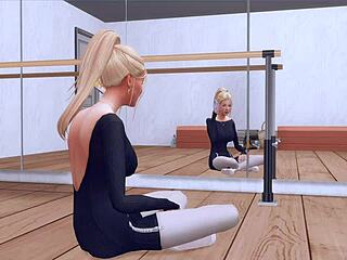 孕妇芭蕾舞者面对激烈训练，在西姆斯4动漫 hentai 中！