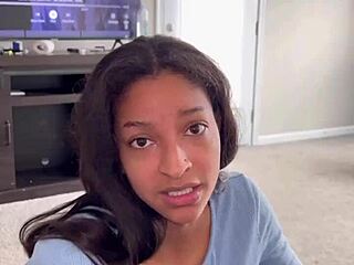 pov ebony person begs for attention on her face in solo scene