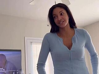 pov ebony person begs for attention on her face in solo scene