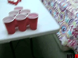 Beer pong turns into wild fucking and cowgirl riding.