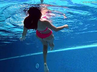 tiffany tatum enjoys a shower by the pool in bikini