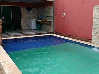 latina amateur fucks in pool with big cock