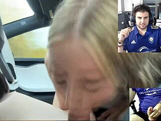 Vroči pari divje fukajo v Tesli ujeti na kamero - porn reakcija