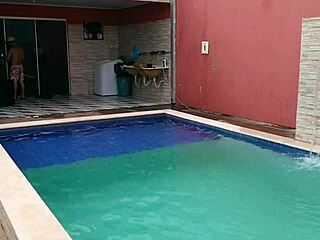 latina amateur fucks in pool with big cock