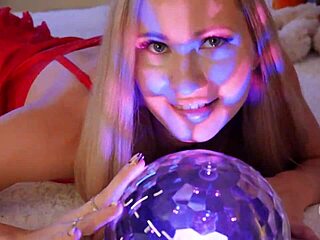 Blonde girl masturbates in christmas tale