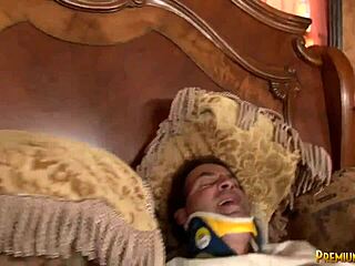 Blonde Mature Femdom Jerks Off Restrained Teen Cock To Cumshot