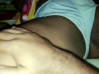 My stepfather is caressing my fat pussy so gently, it's amazing.