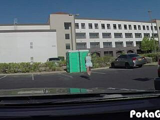 I, the chubby blonde, work up a sweat sucking seven dicks outdoors