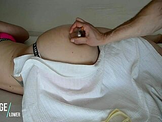 European amateur babe gets a sensual massage with a suction cup