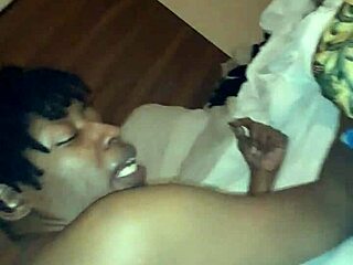 Ebony tattooed woman takes monster cock in ass