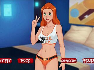 Redhead MILF's spying mission in anime porn game