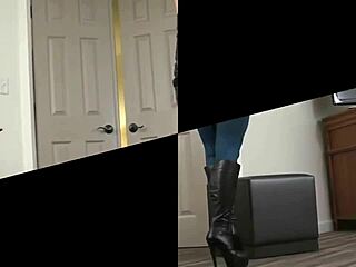 very nice chick in black high heeled fuck me boots