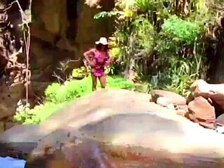 Lilyan Masturbates With Dildo On Riverbank! Watch Her Ass Shake!