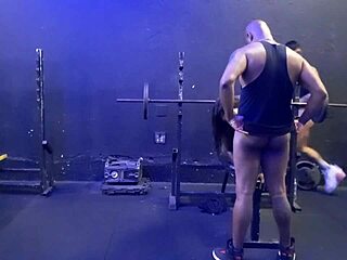 Friends train sex at gym, fuck three guys, cum on faces