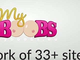 Busty teen slut in hotel room uses toys for rough masturbation and blowjob in bondage