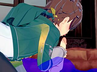 Gay anime game featuring blowjob and cumming in mouth