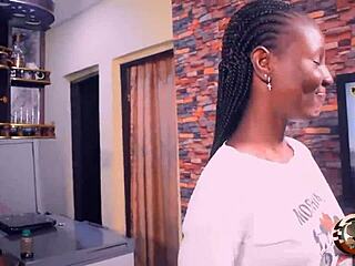 african teen with standing boobs got her tight pussy pounded hard by huge cock without mercy in a wild quickie with no limits