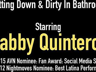 Gabby Quinteros, a busty Latina milf, pleasures herself in the bathroom