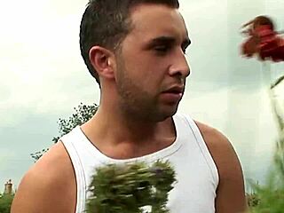 Chunky Blonde Babe Fucked Outdoors By Two Guys