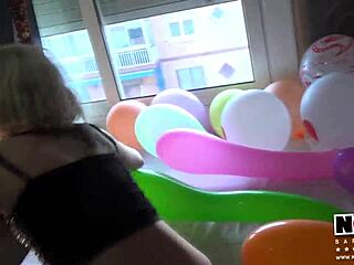Nora's inflatable fetish and solo play with balloons