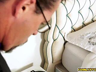 Jade Nile gives her burglar stepdad a deepthroat surprise