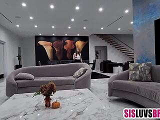 Step-sis keeps it on the down low with step-bro, gets rewarded with hot sex