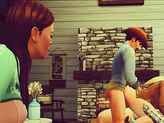 Country girls saved from voyeur by lustful cowboys in Straightback Mountain parody