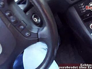 Picked up slim German blonde milf for outdoor action