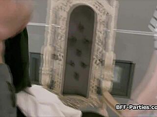 sexy painters jump on nude model's hard cock