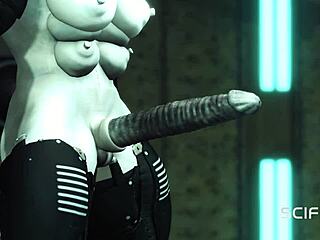 Kann dieser Futanari-Android eine geile Schlampe im Sci-Fi-Labor handhaben?