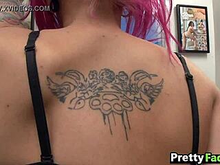 Pink-haired teen receives facial in private session