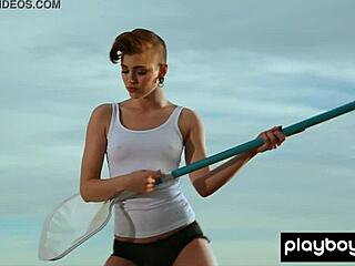 britt linn, classy babe, skinny dips naked