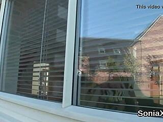 Unfaithful British mature lady Sonia flaunts her large wet titties