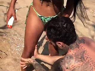 applying sunscreen on the beach