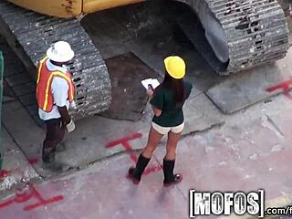 Abbi passionately loves sucking cock with her natural tits