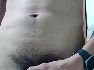 skinny twink plays with his penis in homemade solo session