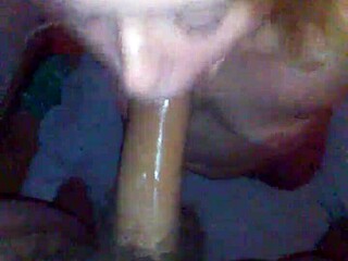 Throat backshots and swallow in this interracial scene.