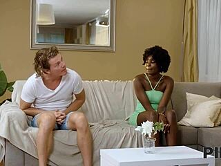 Ebony Babe Dares for Bareback Creampie