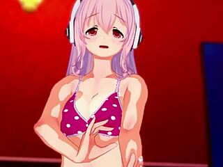 Super sonico's modeling turns horny for you