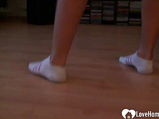 hot brunette teases in socks