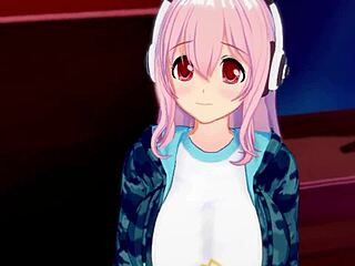 Super sonico's modeling turns horny for you