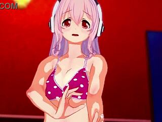 Super sonico's modeling turns horny for you