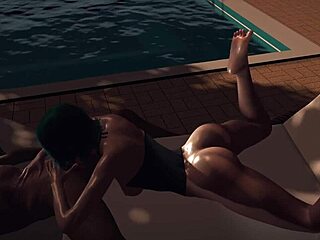 this smoking hot green-haired girl slobbers over a cock in 3d pov