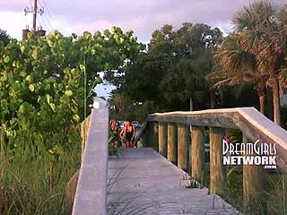 shy girls flash on florida beach